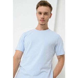 Tricou din bumbac cu decolteu la baza gatului si model uni imagine