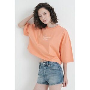 Tricou crop din bumbac cu logo imagine