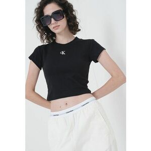 Tricou crop cu decolteu la baza gatului imagine