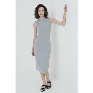 Rochie midi cu croiala dreapta si decolteu la baza gatului imagine