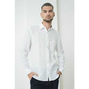 Camasa din in cu buzunar aplicat pe piept imagine