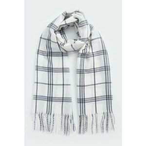 Fular cu model in carouri si franjuri imagine