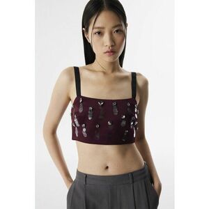 Top crop cu paiete si strasuri imagine