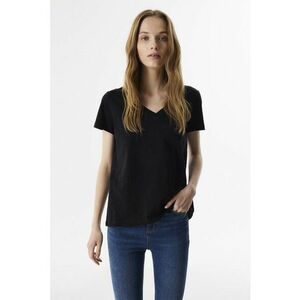 Tricou de bumbac cu decolteu in V imagine