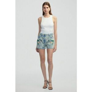 Pantaloni scurti din denim cu design brodat si paiete imagine