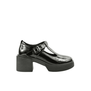 Pantofi casual - dama - J870007B negru - piele lacuita - toc imagine