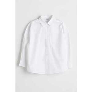 Camasa cu model uni si guler clasic - Alb - imagine