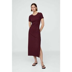 Rochie-tricou striata din amestec de modal cu slit lateral imagine