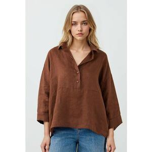 Bluza supradimensionata de in cu maneci 3/4 imagine