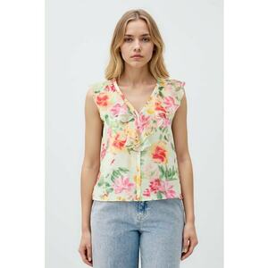 Camasa din amestec de lyocell - fara maneci - cu volane imagine