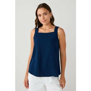 Top din amestec de in cu decolteu patrat imagine