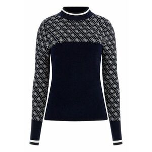 Pulover cu guler scurt si garnitura cu model imagine