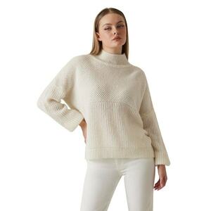 Pulover din amestec de lana alpaca cu maneci cazute imagine