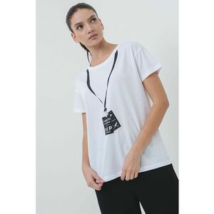 Tricou lejer din bumbac cu imprimeu logo imagine