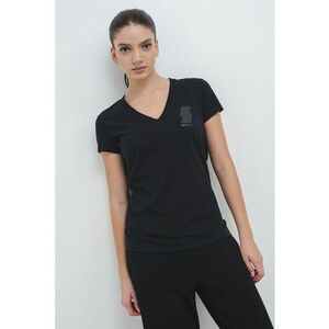 Tricou din bumbac cu decolteu in V imagine