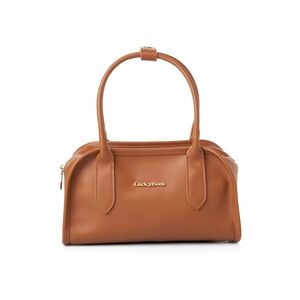 Geanta de piele ecologica cu bareta de umar si logo metalic discret imagine