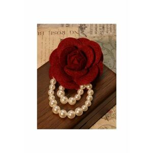 Brosa tip floare - visinie - cu perle - Edela C22 imagine