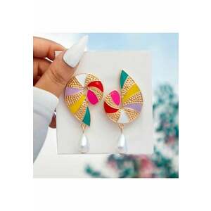 Cercei aurii - forma de scoica - cu perle - Loraine C27 - imagine