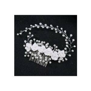 Accesoriu par cu perle si flori - argintiu - Lilian C11 - imagine