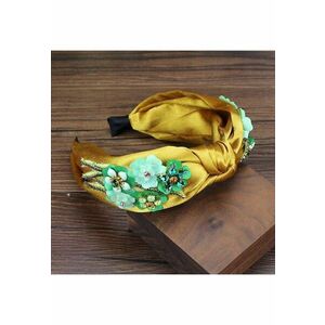 Bentita galbena - cu nod si flori verzi - Benda C1 - imagine