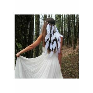 Accesoriu par - stil hippie - cu pene albe - Erza C3 - imagine