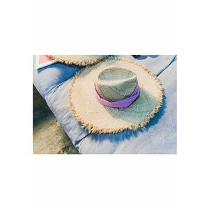 Palarie dama - din paie - bej - cu esarfa roz - Bernice - imagine