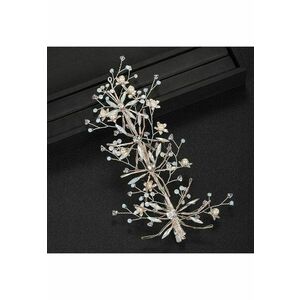 Accesoriu par - argintiu - cu flori - pietre si margelute aurii - Heinz C7 - imagine