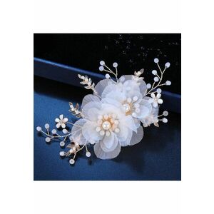 Accesoriu par - auriu - cu flori albe si pietre - Olivera C8 - imagine