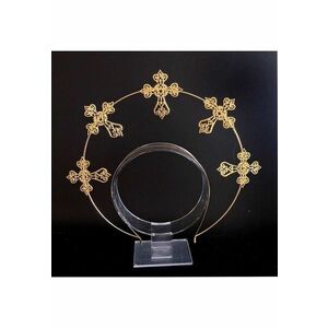 Tiara Halo - handmade - aurie - cu cruciulite - Emilia C1 - imagine