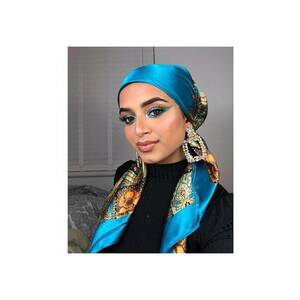 Esarfa turquoise - patrata - cu imprimeu - Attila C1 imagine