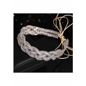 Accesoriu de par - argintiu - modelator - impletit - cu pietre - Tiana C11 - imagine