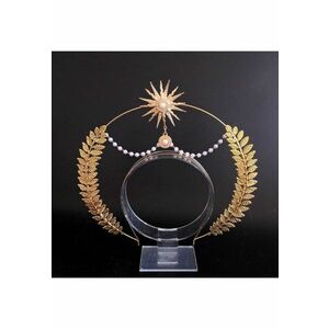 Tiara Halo - handmade - aurie - cu soare si perle - Emanuela C1 - imagine