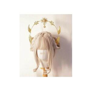 Tiara Halo - handmade - aurie - cu frunzulite - Enia C2 - imagine