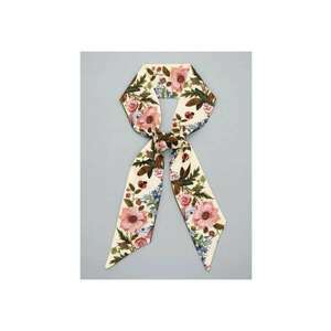 Esarfa bej - cu imprimeu floral roz - Sarra C1 imagine