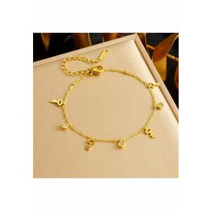 Bratara aurie - din otel inoxidabil - suflata cu aur 18k - cu cheie si pietre - Elsa C3 imagine