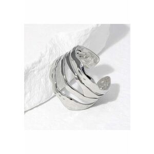 Inel argintiu - reglabil - din otel inoxidabil - suflat cu aur 18k - in straturi multiple - Paloma C8 imagine