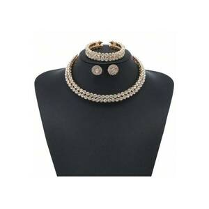 Set colier choker - bratara si cercei - auriu - cu pietre - Davia C23 imagine