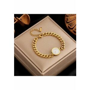 Bratara aurie - din otel inoxidabil - suflata cu aur 18k - cu zale si banut - Deborah C10 imagine