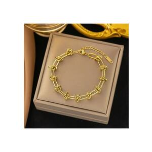 Bratara aurie - din otel inoxidabil - suflata cu aur 18k - cu noduri imbinate - Jeffrey C6 imagine