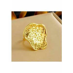 Inel auriu - reglabil - din otel inoxidabil - suflat cu aur 18k - texturat - Clodette C4 imagine