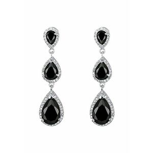 Cercei argintii - lungi - cu pietre negre din zirconiu - Magdalena C14 - imagine