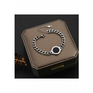 Bratara argintie - din otel inoxidabil - cu zale - suflata cu aur 18k - Benonia C2 imagine