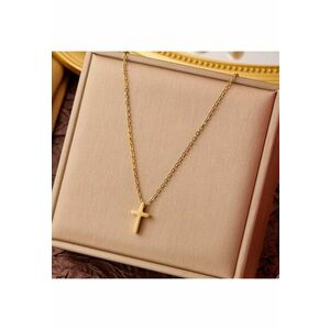 Colier auriu - din otel inoxidabil - suflat cu aur 18k - cu pandantiv cruciulita - Inna C4 imagine