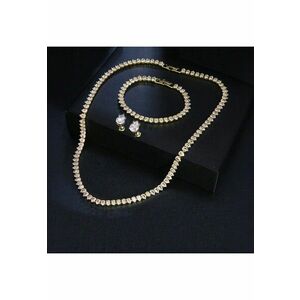 Set colier - cercei si bratara - tennis - auriu - cu pietre din zirconiu - Deana C15 imagine