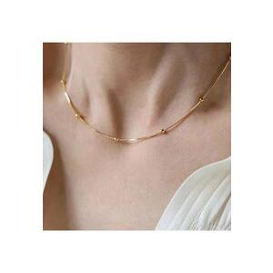 Colier auriu - din otel inoxidabil - suflat cu aur 18k - cu bilute delicate - Iraida C4 imagine