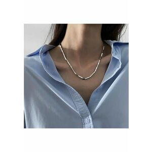 Colier argintiu - din otel inoxidabil - cu piese geometrice - suflat cu aur 18k - Amilia C1 imagine