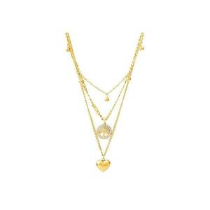 Colier auriu - din otel inoxidabil - in 3 straturi - cu inimioara si copacul vietii - suflat cu aur 18k - Ama C1 imagine