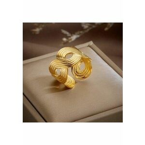 Inel auriu - reglabil - din otel inoxidabil - suflat cu aur 18k - forma impletita - Cira C4 imagine