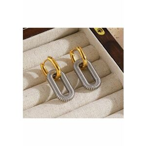 Cercei argintii - din otel inoxidabil - forma ovala - cu inchizatoare aurie - suflati cu aur 18k - Florentina C1 imagine