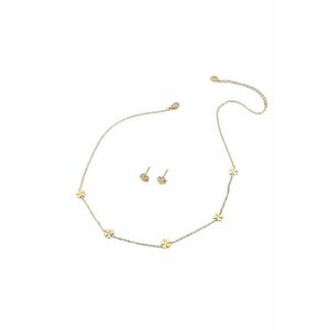Set colier si cercei - auriu - din otel inoxidabil - suflat cu aur 18k - cu trifoi stilizat - Chloe C2 imagine